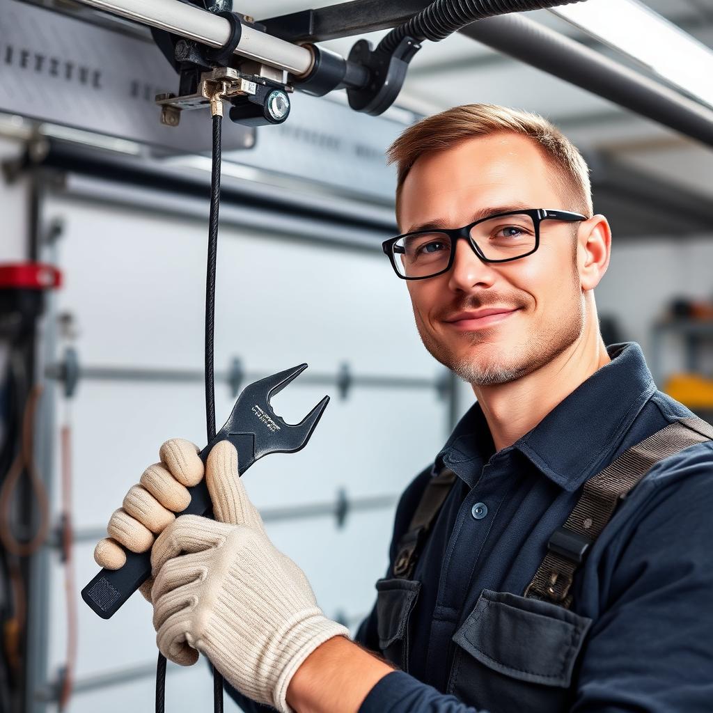 Experienced New Boston Garage Doors technician performing professional garage door repair service